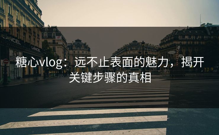 糖心vlog：远不止表面的魅力，揭开关键步骤的真相