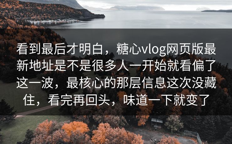看到最后才明白，糖心vlog网页版最新地址是不是很多人一开始就看偏了这一波，最核心的那层信息这次没藏住，看完再回头，味道一下就变了