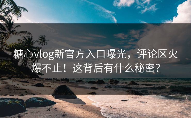 糖心vlog新官方入口曝光，评论区火爆不止！这背后有什么秘密？