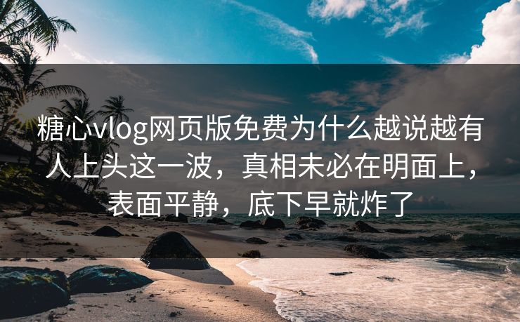 糖心vlog网页版免费为什么越说越有人上头这一波，真相未必在明面上，表面平静，底下早就炸了