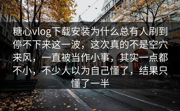 糖心vlog下载安装为什么总有人刷到停不下来这一波，这次真的不是空穴来风，一直被当作小事，其实一点都不小，不少人以为自己懂了，结果只懂了一半