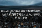 糖心vlog在线观看里最不显眼的细节，为什么反而最容易让人上头，答案比想象中更绕