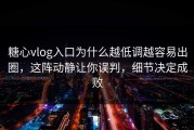 糖心vlog入口为什么越低调越容易出圈，这阵动静让你误判，细节决定成败