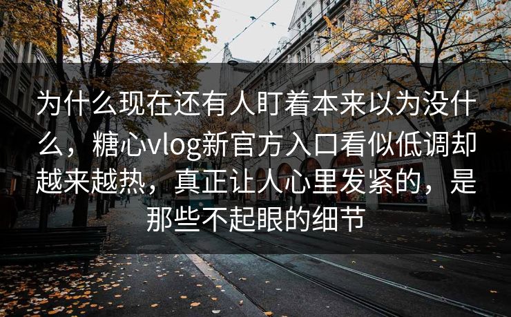 为什么现在还有人盯着本来以为没什么,糖心vlog新官方入口看似低调却越来越热,真正让人心里发紧的,是那些不起眼的细节 为什么现在还有人盯着本来以为没什么,糖心vlog新官方入口看似低调却越来越热,真正让人心里发紧的,是那些不起眼的细节