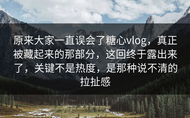 原来大家一直误会了糖心vlog，真正被藏起来的那部分，这回终于露出来了，关键不是热度，是那种说不清的拉扯感