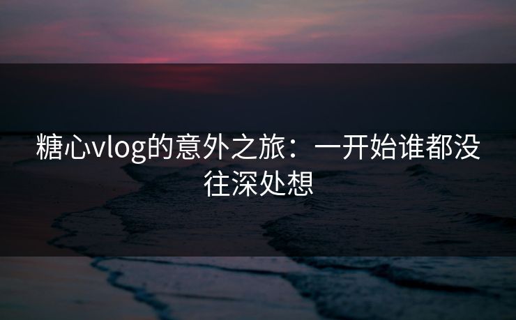 糖心vlog的意外之旅：一开始谁都没往深处想