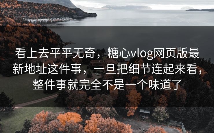看上去平平无奇，糖心vlog网页版最新地址这件事，一旦把细节连起来看，整件事就完全不是一个味道了