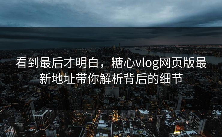 看到最后才明白，糖心vlog网页版最新地址带你解析背后的细节