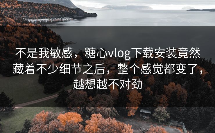 不是我敏感，糖心vlog下载安装竟然藏着不少细节之后，整个感觉都变了，越想越不对劲