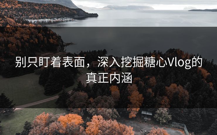 别只盯着表面，深入挖掘糖心Vlog的真正内涵