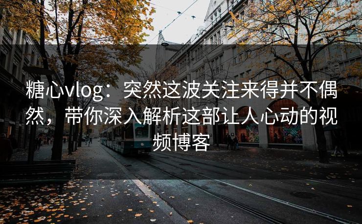 糖心vlog：突然这波关注来得并不偶然，带你深入解析这部让人心动的视频博客