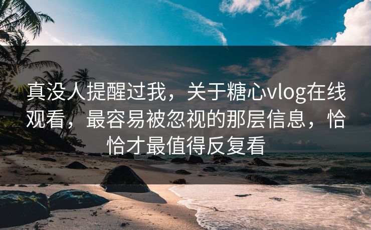 真没人提醒过我，关于糖心vlog在线观看，最容易被忽视的那层信息，恰恰才最值得反复看