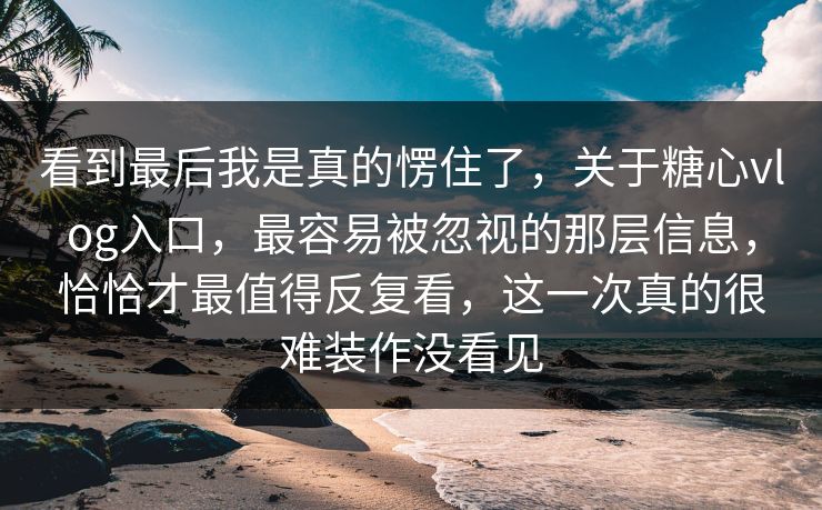 看到最后我是真的愣住了，关于糖心vlog入口，最容易被忽视的那层信息，恰恰才最值得反复看，这一次真的很难装作没看见